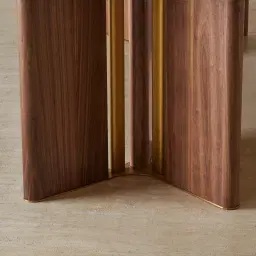 Sir Lionell II Gliding White Sintered Stone Rectangular Dining Table - Walnut Brown Wooden Legs 200x120cm