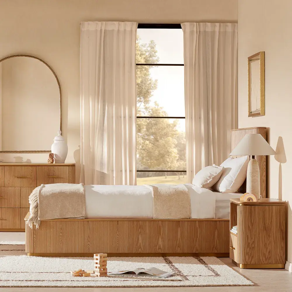 San Pierre Light Brown Ash King Single Bed 108x204cm