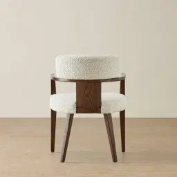 Lila Stone Cream Fabric Dining Chair - Amber Brown Wooden Legs