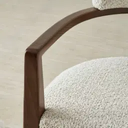 Lila Stone Cream Fabric Dining Chair - Amber Brown Wooden Legs