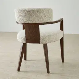 Lila Stone Cream Fabric Dining Chair - Amber Brown Wooden Legs