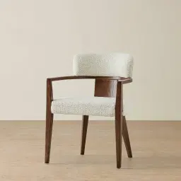 Lila Stone Cream Fabric Dining Chair - Amber Brown Wooden Legs