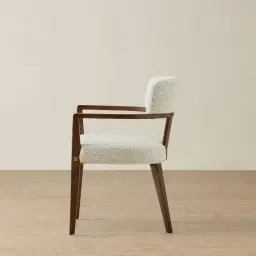 Lila Stone Cream Fabric Dining Chair - Amber Brown Wooden Legs