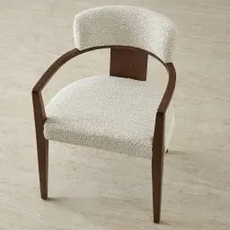 Lila Stone Cream Fabric Dining Chair - Amber Brown Wooden Legs