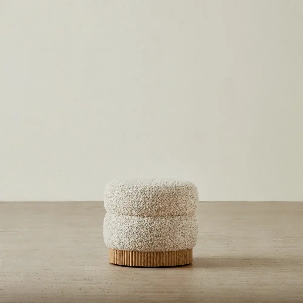 Pixie Mid Beige Kids Play Stool in Light Brown Ash Base