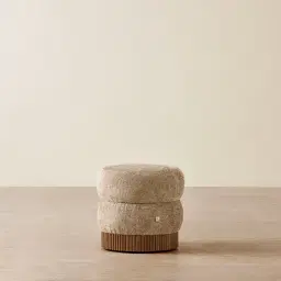 Pixie Caramel Fabric Kids Play Stool in Toffee Brown Ash Base