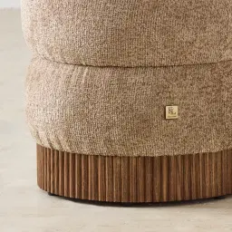 Pixie Caramel Fabric Kids Play Stool in Toffee Brown Ash Base