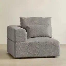 Riviera III Graphite Fabric Sofa - Left Seat