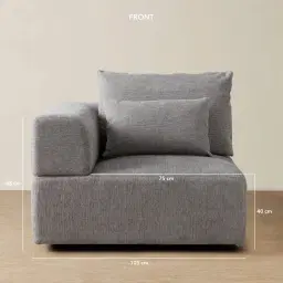 Riviera III Graphite Fabric Sofa - Left Seat