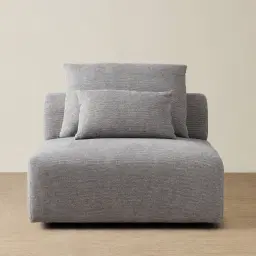 Riviera III Graphite Fabric Sofa - Armless Seat