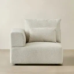 Riviera III Isabelline White Fabric Sofa - Left Seat