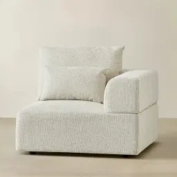 Riviera III Isabelline White Fabric Sofa - Right Seat