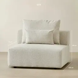 Riviera III Isabelline White Fabric Sofa - Armless Seat