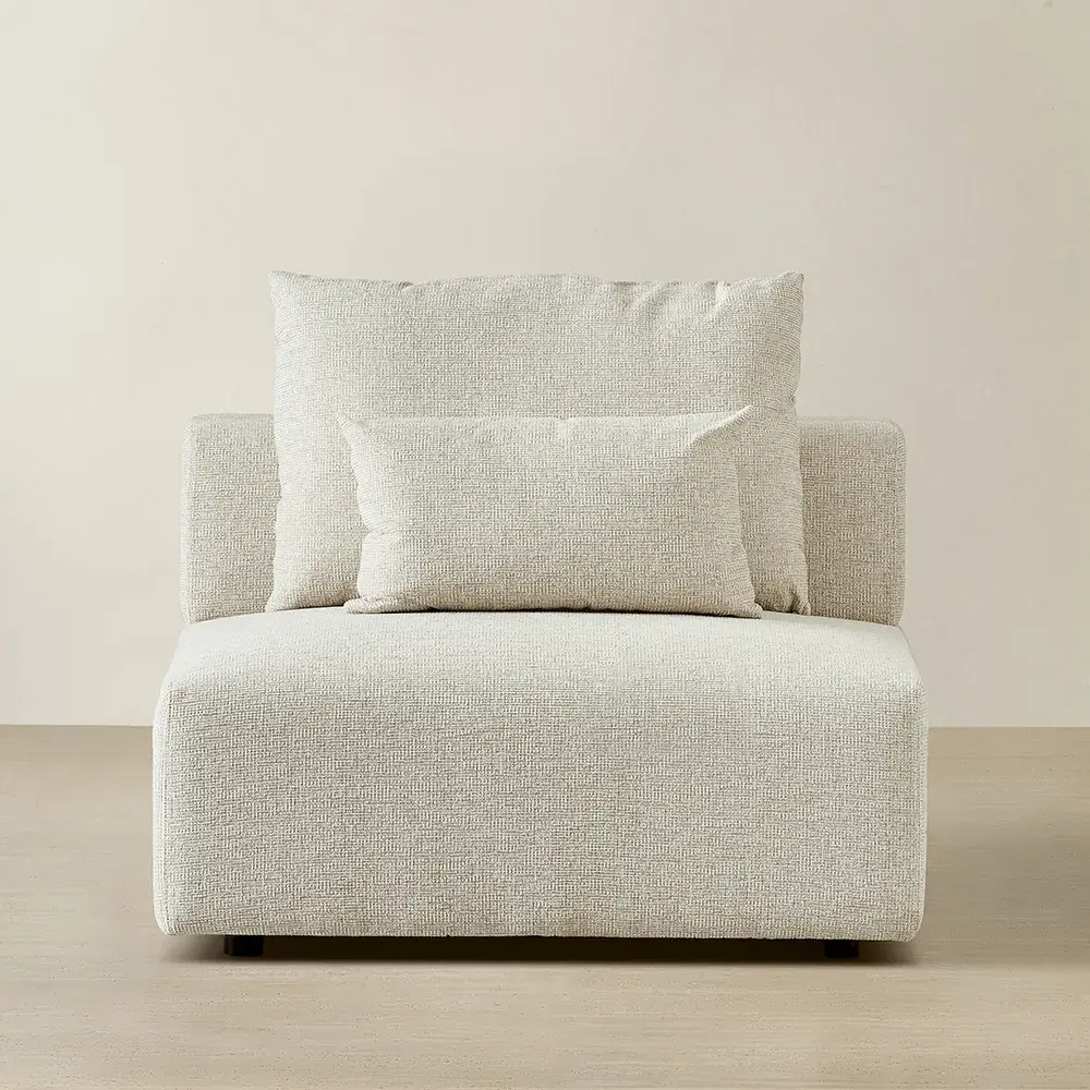 Riviera III Isabelline White Fabric Sofa - Armless