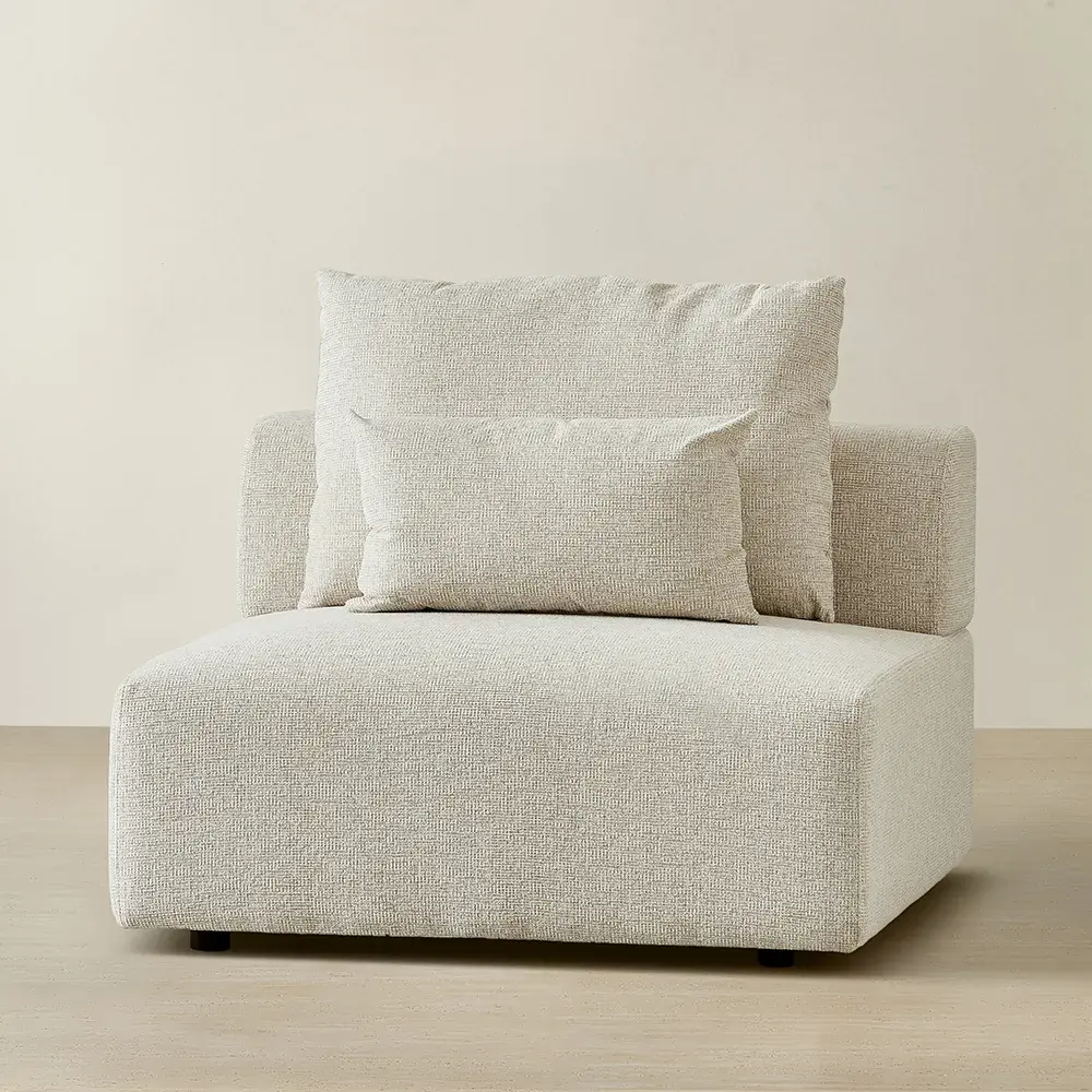 Riviera III Isabelline White Fabric Sofa - Armless