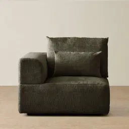 Riviera III Green Chenille Fabric Sofa - Left Seat