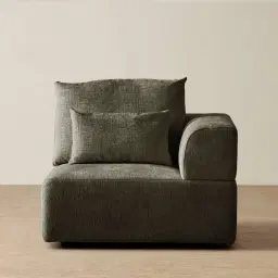 Riviera III Green Chenille Fabric Sofa - Right Seat