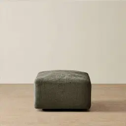 Riviera III Green Chenille Fabric Sofa - Rectangular Ottoman