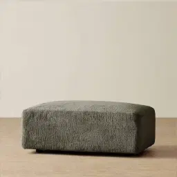 Riviera III Green Chenille Fabric Sofa - Rectangular Ottoman