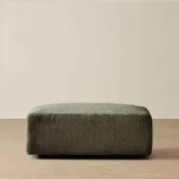 Riviera III Green Chenille Fabric Sofa - Rectangular Ottoman