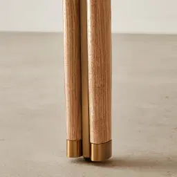 Portobello II Light Brown Ash Veneer Side Table - Pandora Brown Sintered Stone Top