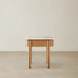 Portobello II Light Brown Ash Veneer Side Table - Pandora Brown Sintered Stone Top