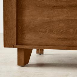 Portobello II Toffee Brown Ash Veneer Bedside Table - Pandora Brown Sintered Stone Top