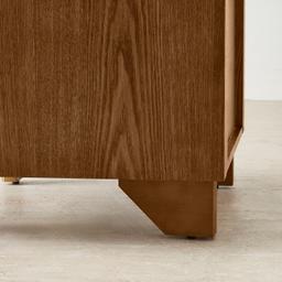 Portobello II Toffee Brown Ash Veneer Bedside Table - Pandora Brown Sintered Stone Top