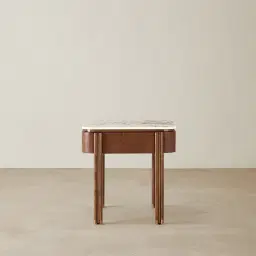 Portobello II Toffee Brown Ash Veneer Side Table - Pandora Brown Sintered Stone Top