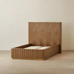 San Pierre Toffee Brown Ash Veneer King Single Bed