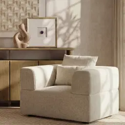 Riviera III Isabelline White Fabric Occasional Chair