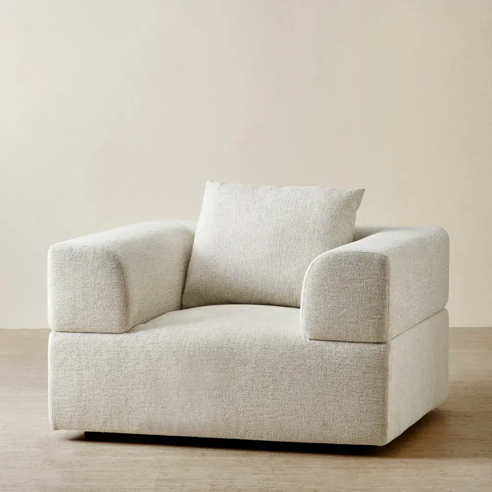 Riviera III Isabelline White Fabric Occasional Chair