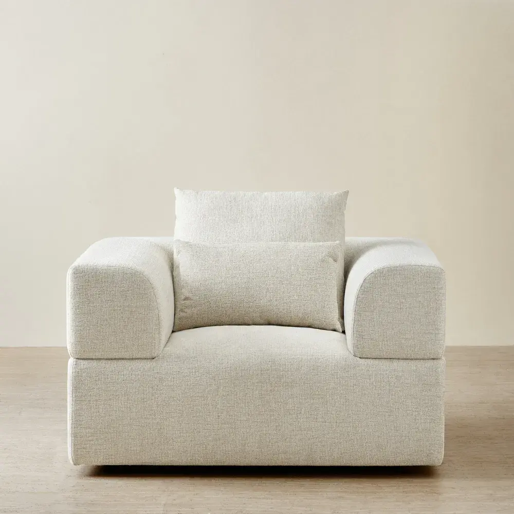 Riviera III Isabelline White Fabric Occasional Chair
