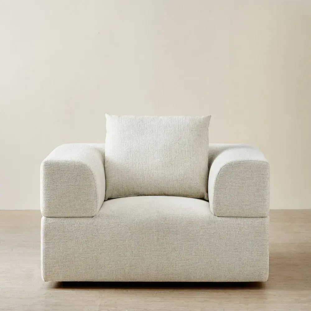 Riviera III Isabelline White Fabric Occasional Chair