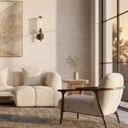Delphine Warm Taupe Woven Fabric Occasional Chair