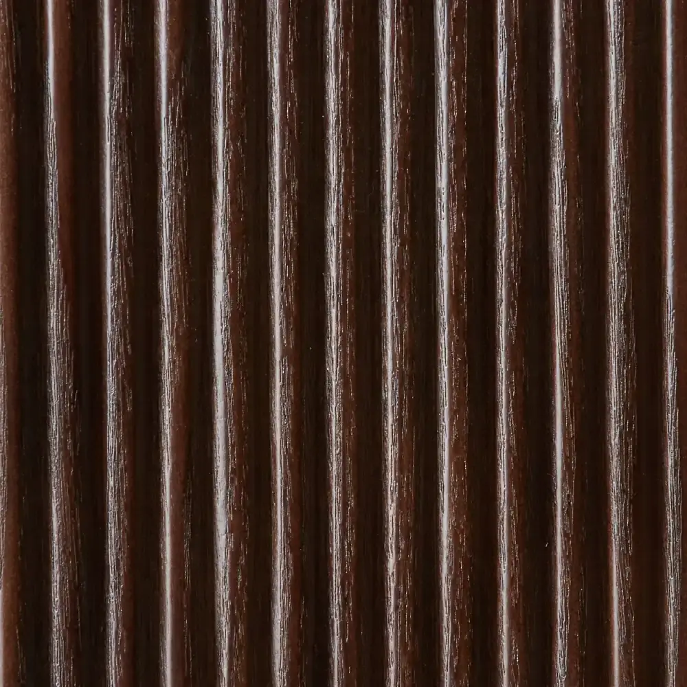 San Pierre Ebony Brown Ash Veneer Console Table - Single Leg - Travertine Finish Sintered Stone Top