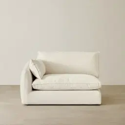 Macie Lite Chiffon White Fabric Modular Sofa - Left Arm