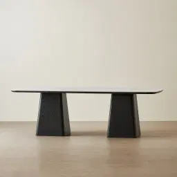 Dunstan Black Ash Veneer Rectangular Dining Table with Statuario White Sintered Stone Top - 240x120cm