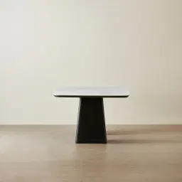 Dunstan Black Ash Veneer Rectangular Dining Table with Statuario White Sintered Stone Top - 240x120cm