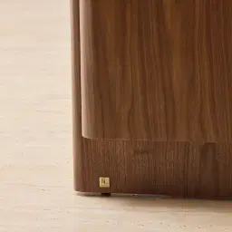 Sir Lionell Gliding White Sintered Stone Sideboard - Walnut Brown Wooden Legs