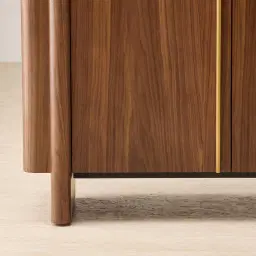 Sir Lionell Gliding White Sintered Stone Sideboard - Walnut Brown Wooden Legs