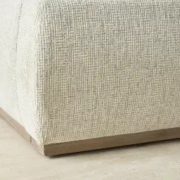 Riviera Isabelline White Fabric King Bed with Medium Brown Ash Veneer