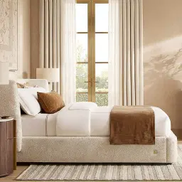 Antonella Stone Cream Fabric Queen Bed
