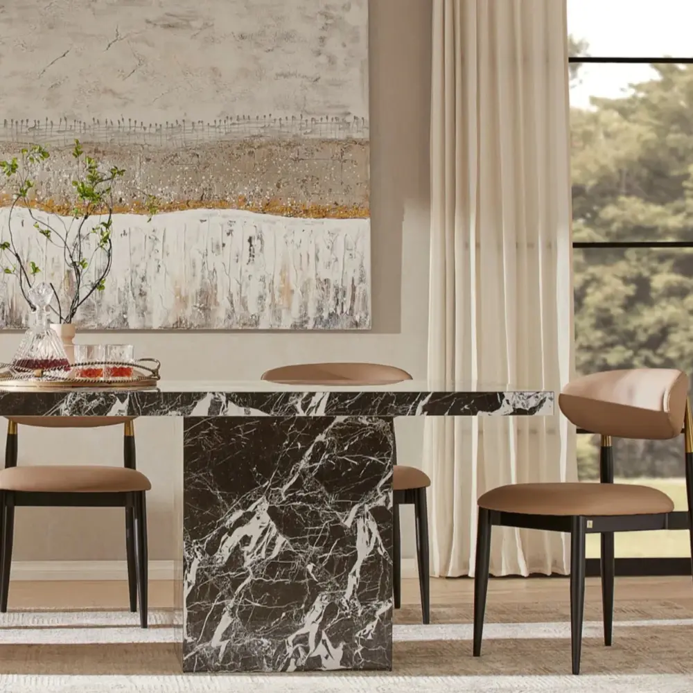 Thames Napoleon Black Sintered Stone Dining Table