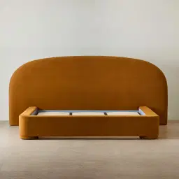 Estelle Velvet Mustard Velveteen Fabric King Bed