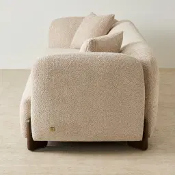 Celia Mid Beige 3-Seater Woven Fabric Sofa