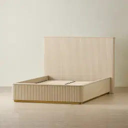 San Pierre Beige Painted Wooden Double Bed