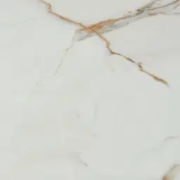 Sir Lionell II Gliding White Sintered Stone Round Dining Table - Walnut Brown Wooden Legs 120cm