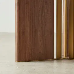 Sir Lionell II Gliding White Sintered Stone Round Dining Table - Walnut Brown Wooden Legs 150cm