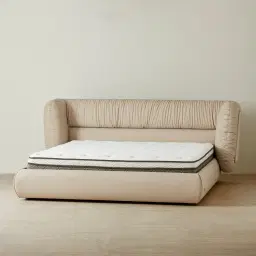 Martina Soft Beige Vegan Leather King Bed